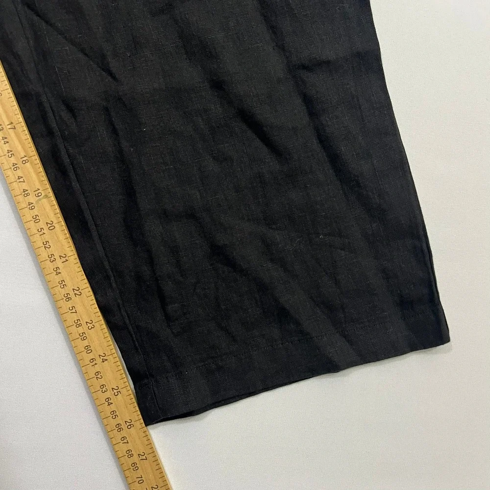Quince European 100%‎ Linen Pants Lagenlook Relaxed Elastic Waist Black Women XL